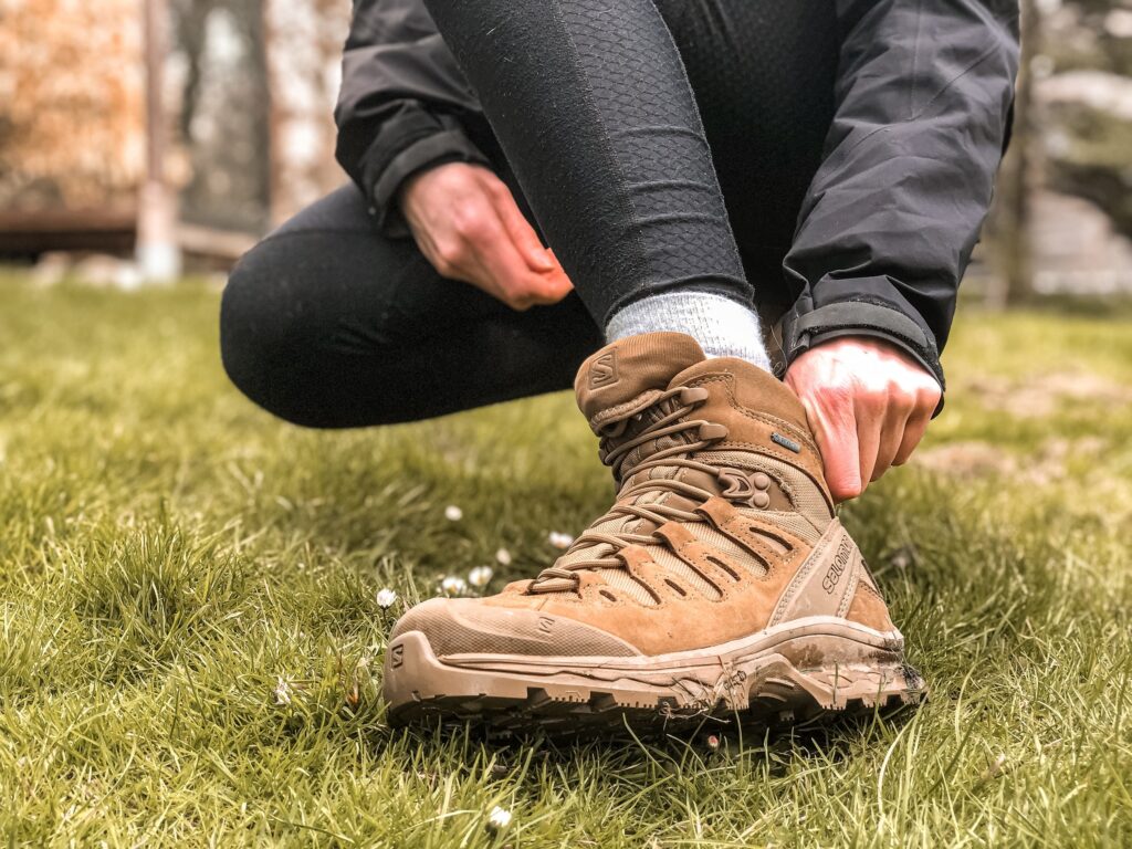 Salomon boots on feet