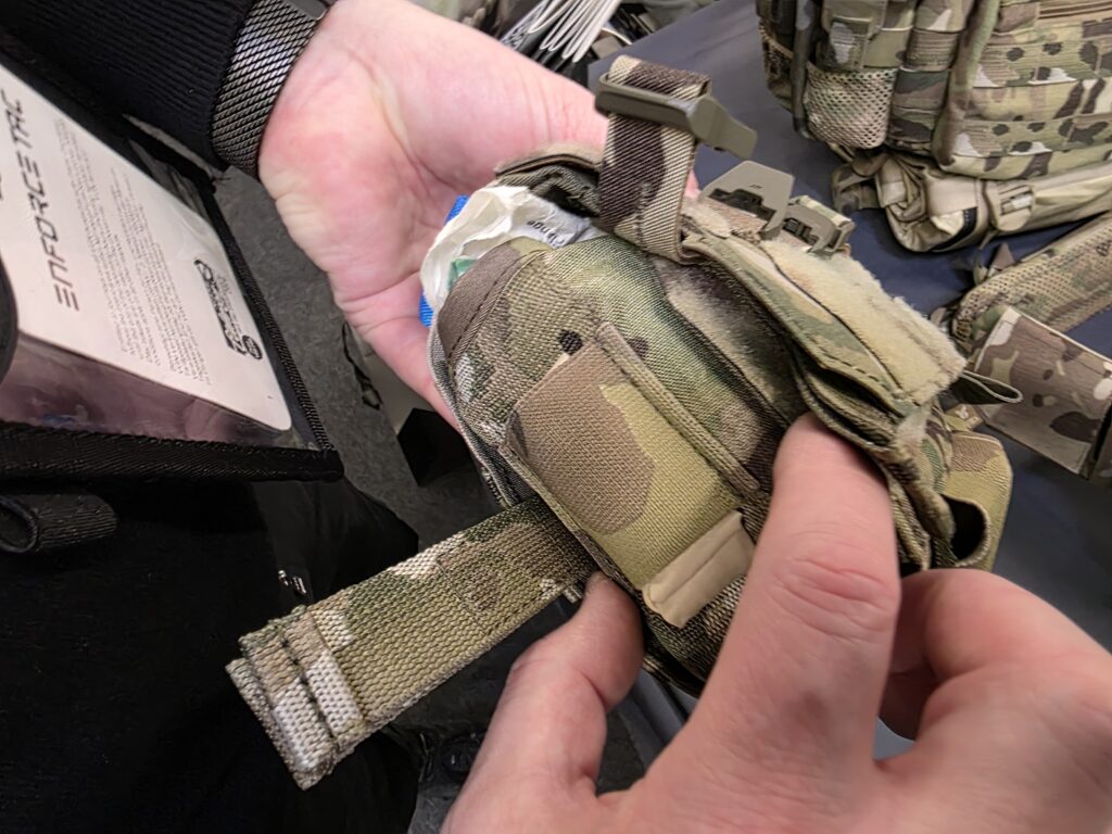 Small pockets on the outside. e.g. for gloves.